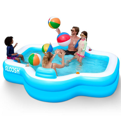 Sloosh Inflatable Swimming Pool with Seats, 305 x 257 x 66 cm Full ...