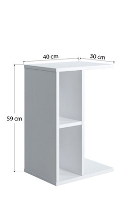 Slot C-Shaped Side Table with Storage Shelf, 40 x 30 x 59 cm 3 Tier ...