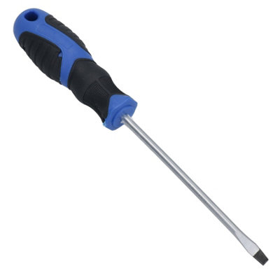 Slotted Flat Headed Screwdriver SL4 4mm x 100mm Magnetic Tip + Rubber Grip