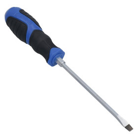 Slotted Flat Headed Screwdriver SL5.5 5.5mm x 125mm Magnetic Tip Rubber Grip