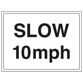 Slow 10 MPH Speed Parking Safety Sign - Adhesive Vinyl 300x200mm (x3)