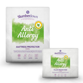 Slumberdown Anti Allergy Mattress Protector Quilted Cotton Cover Envelope Closure Machine Washable Reduces Dust Mites