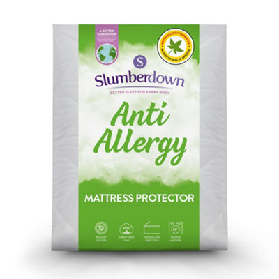 Slumberdown Anti Allergy Mattress Protector Quilted Cotton Cover Envelope Closure Machine Washable Reduces Dust Mites
