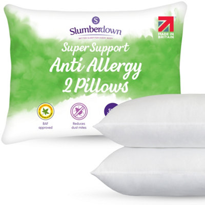 Slumberdown Anti Allergy Super Support Pillows 2 Pack Firm Support Side Sleeper Neck and
