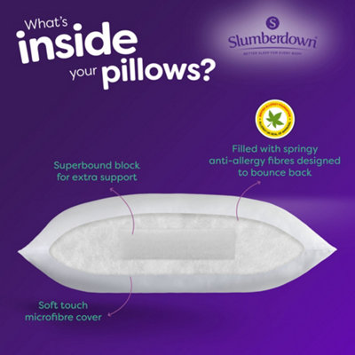 Slumberdown Anti Allergy Super Support Pillows 2 Pack Firm Support Side ...