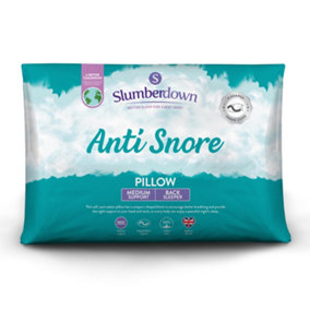 Slumberdown Anti Snore Pillow 1 Pack Medium Support Back Sleeper Pillow for Back Pain Relief Hypoallergenic 48x74cm