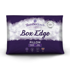 Slumberdown Box Edge Pillow 1 Pack Firm Support Side Sleeper Pillow for Neck and Shoulder Pain Relief 100% Soft Cotton 38x64cm