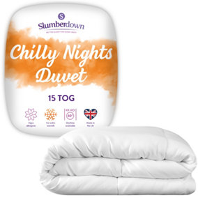 Slumberdown Chilly Nights Single Duvet 15 Tog Extra Warm Heavyweight Quilt Ideal for Cold Winter Nights Cosy Washable 200x135cm