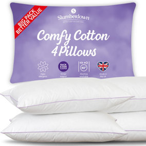 Slumberdown Comfy Cotton Pillow, Firm Support, 4 Pack