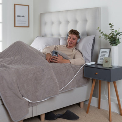 Slumberdown Comfy Hugs Electric Heated Blanket Throw Fleece with 10 Heat Settings Machine Washable Slate Grey DIY at B Q