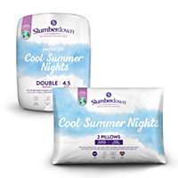 Slumberdown Cool Summer Nights Duvet, 2 Firm Pillows, 4.5 Tog, Double