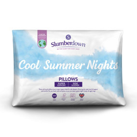 Slumberdown Cool Summer Nights Pillows 4 Pack Firm Support Side Sleeper Pillows for Cooling Pillow for Night Sweats 48x74cm
