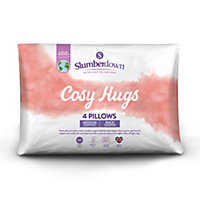 Slumberdown Cosy Hugs Pillows 4 Pack Medium Support Back Sleeper Pillows for Back Pain Relief Hypoallergenic 48x74cm