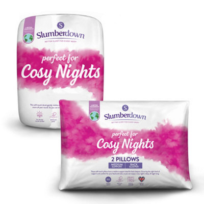 Slumberdown Cosy Nights Duvet, 2 Medium Pillows, 15 Tog All Seasons, Single