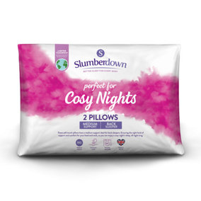 Slumberdown Cosy Nights Pillows 2 Pack Medium Support Front Sleeper Pillows for Neck Pain Relief Comfortable 48x74cm