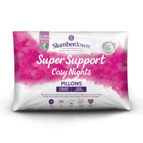 Slumberdown Cosy Nights Super Support Pillows 2 Pack Firm Support Side Sleeper Pillows for Neck and Shoulder Pain Relief 48x74cm