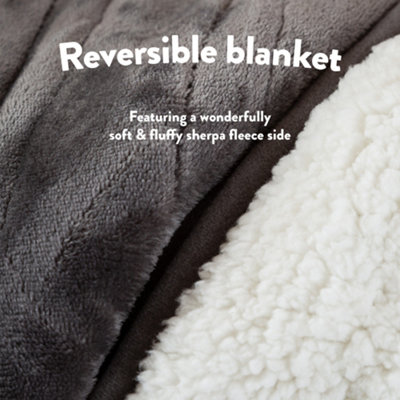 Slumberdown Cosy & Snug Heated Electric Throw Fleece Blanket Large with 10 Heat Settings Hourly Timer Washable, Charcoal