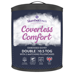 Slumberdown Coverless Comfort Duvet Double 10.5 Tog 2n1 Design Matching Pillowcases Reversible All Year Herringbone Cover Washable