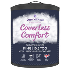 Slumberdown Coverless Comfort Duvet King 10.5 Tog 2n1 Design Matching Pillowcases Reversible All Year Herringbone Cover Washable