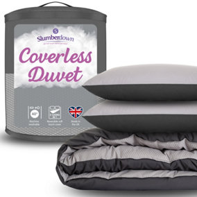 Slumberdown Coverless Duvet Double 10.5 Tog 2n1 Design Matching Pillow Case Reversible All Year Round Embossed Cover Washable