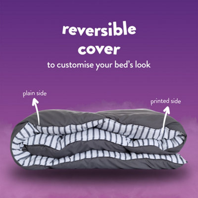 Slumberdown Coverless Duvet King 10.5 Tog 2n1 Design Matching Pillow Case Reversible All Year Round Stripe Cover Washable