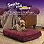 Slumberdown Dog Bed Medium Washable Raised Anti Anxiety Dog Bed Orthopaedic Crate Mattress Anti Slip Removable Cover Burgandy