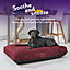 Slumberdown Dog Bed X Large Washable Raised Anti Anxiety Dog Bed Orthopaedic Crate Mattress Anti Slip Removable Cover Burgandy