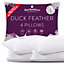 Slumberdown Duck Feather Pillows 4 Pack Hotel Quality Medium Firm Bed Pillow 100% Luxury Cotton Cover Natural Pillows 48x74cm