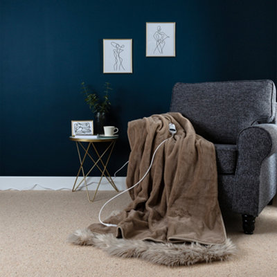 Slumberdown elegantly warm heated electric throw fleece blanket large