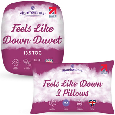 Slumberdown Feels Like Down Duvet 13.5 Tog Single Winter Duvet With 2 Pillows