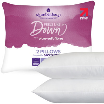 Slumberdown Feels Like Down Pillows 2 Pack Medium Support Back Sleeper