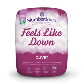 Slumberdown Feels Like Down Single Duvet 10.5 Tog All Year Round Quilt Ideal for Summer & Winter Machine Washable 135x200cm