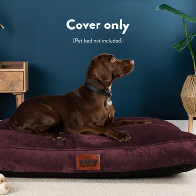 Slumberdown Large Dog Bed Zipped Removable & Washable Microfleece Velour Replacement/Spare Cover with Anti Slip Bottom Burgandy