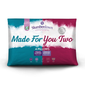 Slumberdown Made For You Two Pillow, Medium/Firm Support, 4 Pack