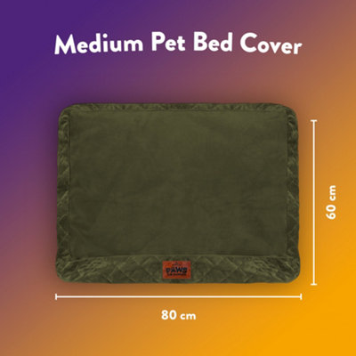 Slumberdown Medium Dog Bed Zipped Removable & Washable Microfleece Velour Replacement/Spare Cover with Anti Slip Bottom Green