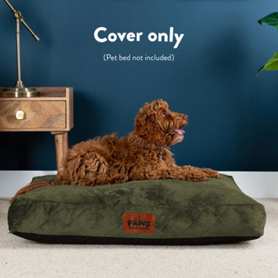 Slumberdown Medium Dog Bed Zipped Removable & Washable Microfleece Velour Replacement/Spare Cover with Anti Slip Bottom Green