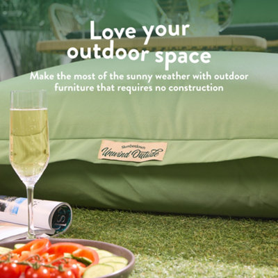 Slumberdown Outdoor Floor Cushion Waterproof Extra Large Durable Floor Cushions for Garden Campervan Camping 102x105cm