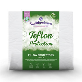 Slumberdown Teflon Pillow Protector Quilted Zip Closure Water Repellent Machine Washable, 2 Pack