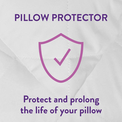 Slumberdown Teflon Pillow Protector Quilted Zip Closure Water Repellent Machine Washable, 2 Pack