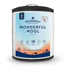 Slumberdown Wonderful Wool Double Duvet Temperature Regulating 3-5 Tog Lightweight Summer Quilt 100% British Wool Hypoallergenic