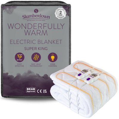 Slumberdown Wonderfully Warm Electric Blanket Super King Dual Control 9