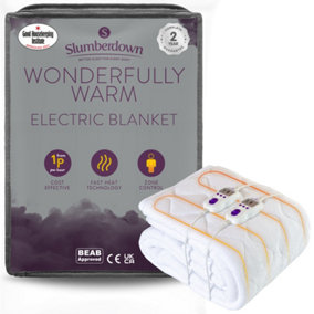 Slumberdown Wonderfully Warm Electric Blanket Super King Dual Control 9-Heat Settings Luxury Heated Fleece Auto Timer Washable