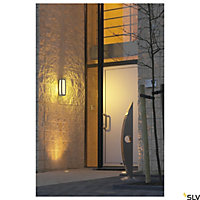 SLV Meridian Box, Anthracite, Frosted Polycarbonate Sides, Outdoor Wall Light, 38cm, E27 Lamp Holder