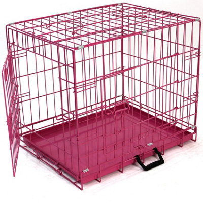 Large pink dog cage best sale