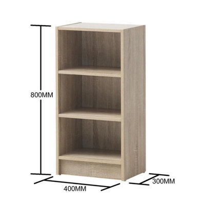 Small 3 Tier Cube Bookcase Display Shelving Storage Unit Furniture Sonoma Oak