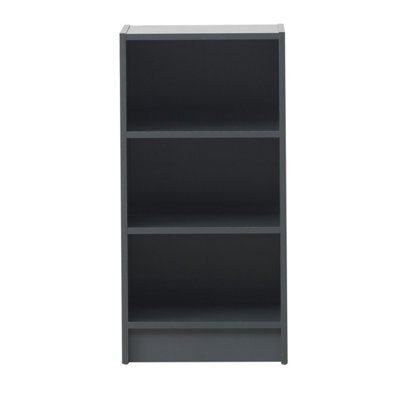 Small 3 Tier Cube Bookcase Display Shelving Storage Unit Wood Furniture Dark Grey