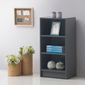 Small 3 Tier Cube Bookcase Display Shelving Storage Unit Wood Furniture Dark Grey