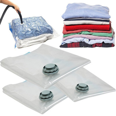Small 50cmx70cm (Pack of 3) Vacuum Compression Zipper Storage Bags With Airtight Valve - 3