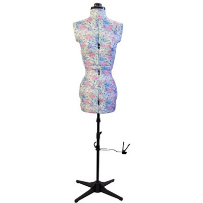 Small Adjustable Dressmakers Dummy in Hydrangea Pattern Fabric