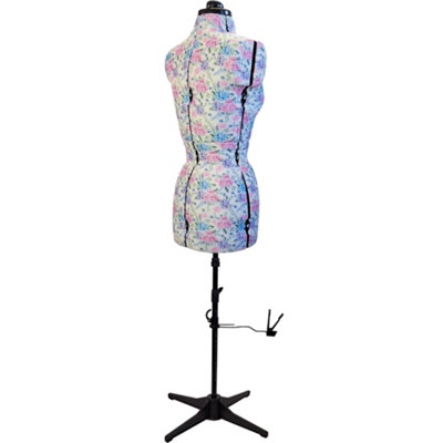 Small Adjustable Dressmakers Dummy in Hydrangea Pattern Fabric